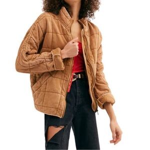 Free People Dolman Knit Quilted Jacket Toasted Coconut